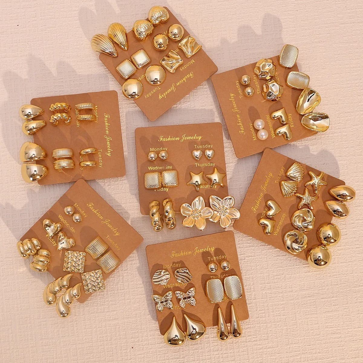 New Crossborder Unique Creative CCB Stud Earring Set Retro Simple Line Design Versatile Plastic Earrings For Women