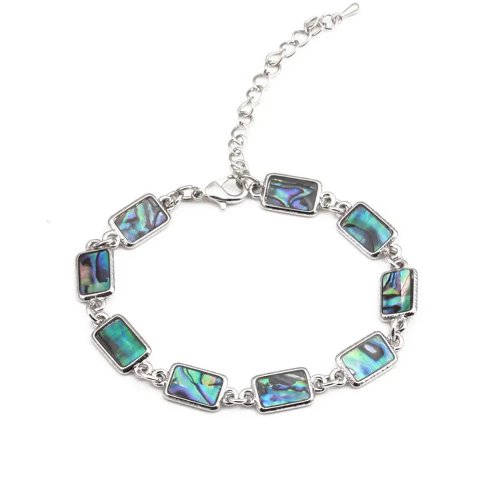 Abalone Shell Bracelet Rectangular Colorful Beads Alloy Adjustable Chain Stylish Wristband Women Bracelet for Gift