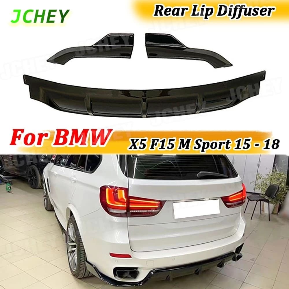 Rear carbon fiber diffuser Spoiler Lip bumper Splitter Spoiler for BMW X5 F15 M Sport 2015 - 2018 Spoiler Back lip ABS Body Kits