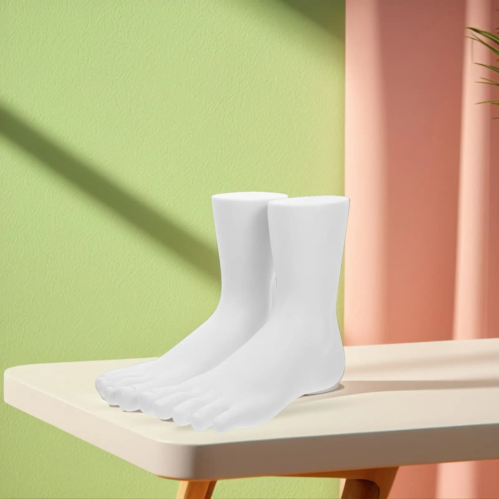 2Pcs Five-Toe Foot Display Stand White Plastic Mannequin Sock Holder Shoe Jewelry Bracelet Photography Retail Tool