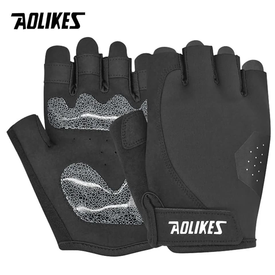 AOLIKES 1 paio di nuovi guanti da bici a mezze dita estivi antiscivolo con cuscinetti in silicone antiurto per MTB e bici da strada, guanti corti da ciclismo