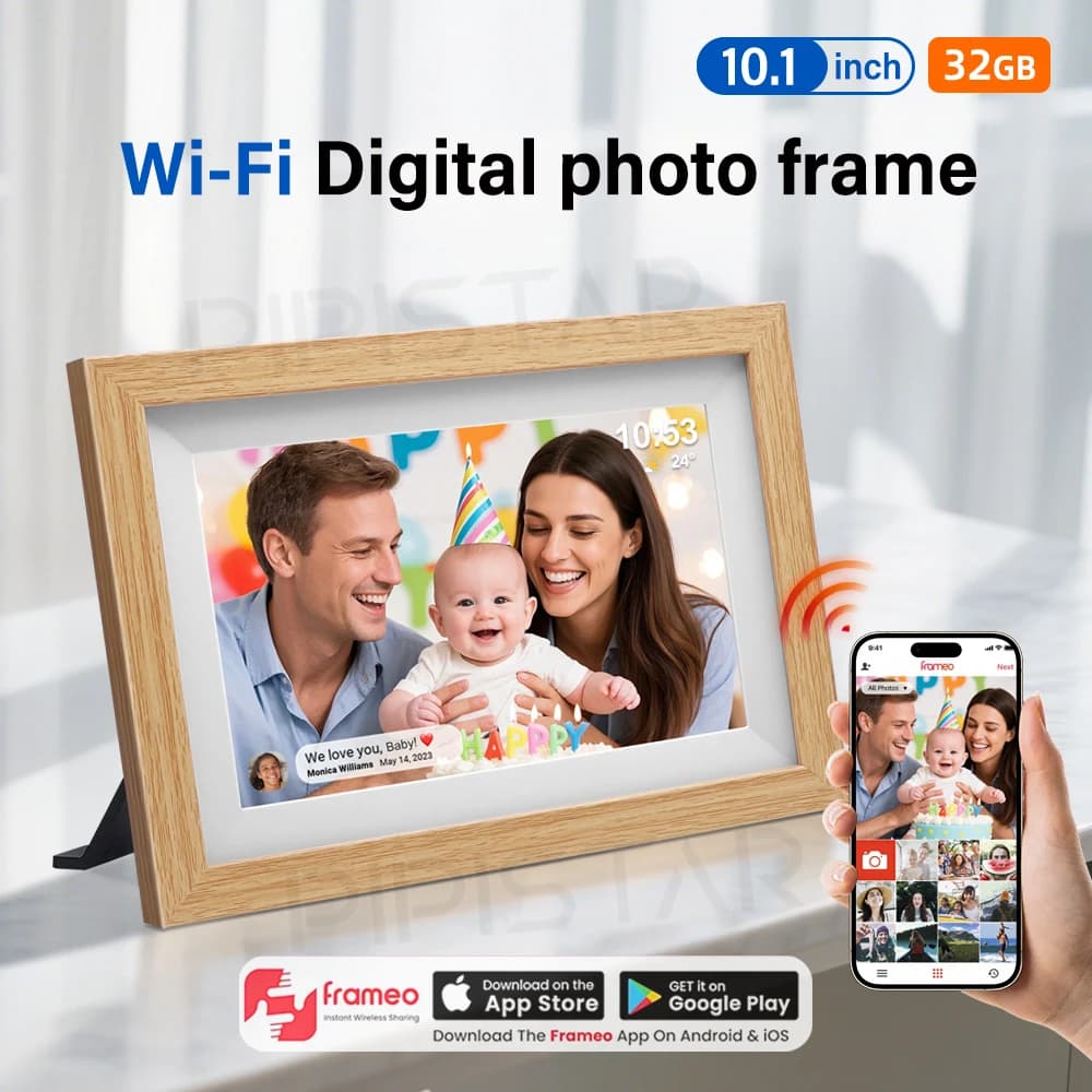 Frameo Cornice per foto digitale intelligente da 10,1 pollici 32/64 GB Archiviazione su cloud Cornice digitale WiFi Touch screen IPS con rotazione automatica