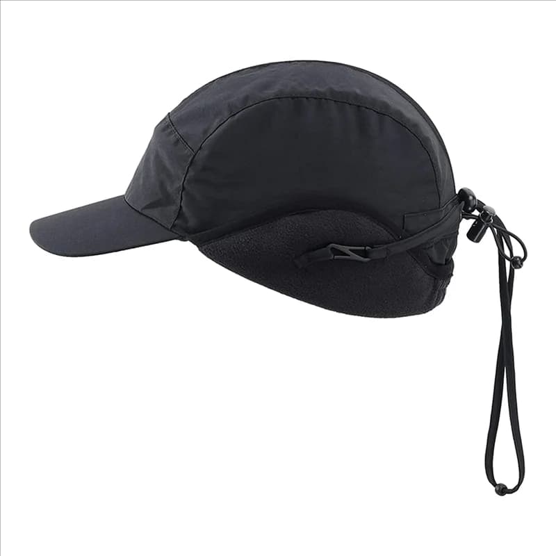 2X Cappelli invernali impermeabili Berretto da baseball con paraorecchie foderato in poliestere caldo, Nero-B60B