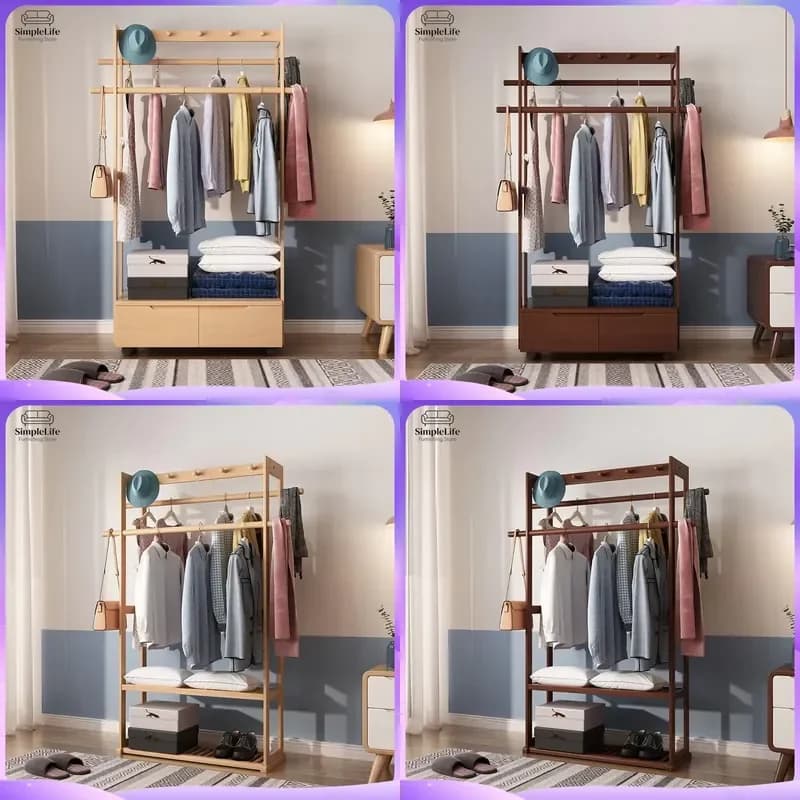 Modern Solid Wood Coat Rack Stand 10 Hooks Free Standing Hall Tree Entryway Organizer Durable Wooden Clothes Hanger for