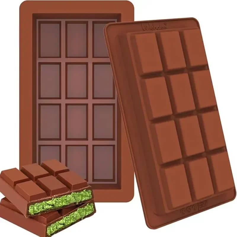 Stampi per barrette di cioccolato Dubai Barrette in silicone Break Apart Stampo per fusione di cera Rettangolo a rilascio facile Durevole per regalo fatto a mano con proteine