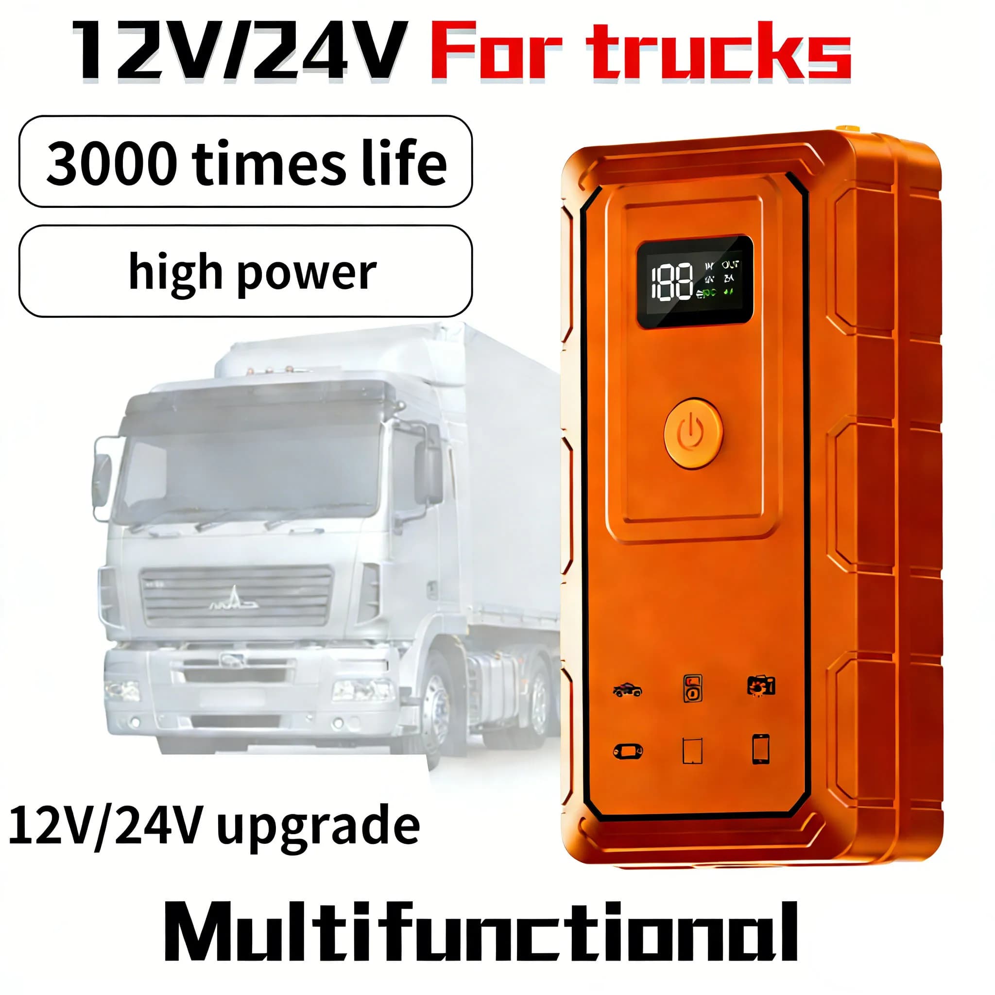 BELIBUY Avviatore di Emergenza per Auto 7000A Tutto-in-Uno, Power Bank Portatile a Ricarica Rapida con Display LCD 3.0