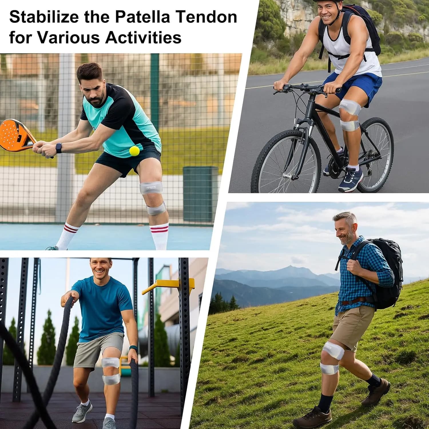 Supporto per Tendine Rotulee, Fascia Stabilizzatrice Unisex per Ginocchio, con Elastico per Corsa