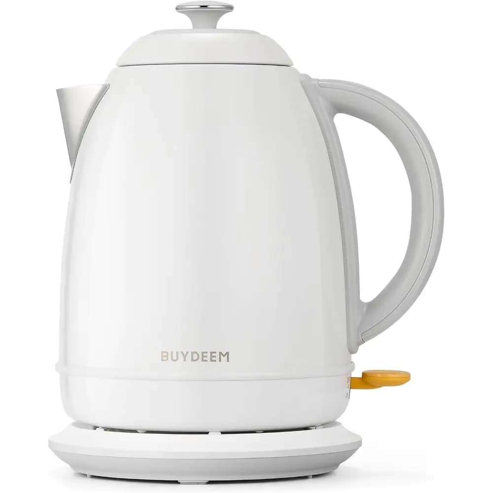 Bollitore elettrico in acciaio inossidabile da 1,7 litri con spegnimento automatico e protezione contro l'ebollizione a secco, base girevole, 1440W, bianco