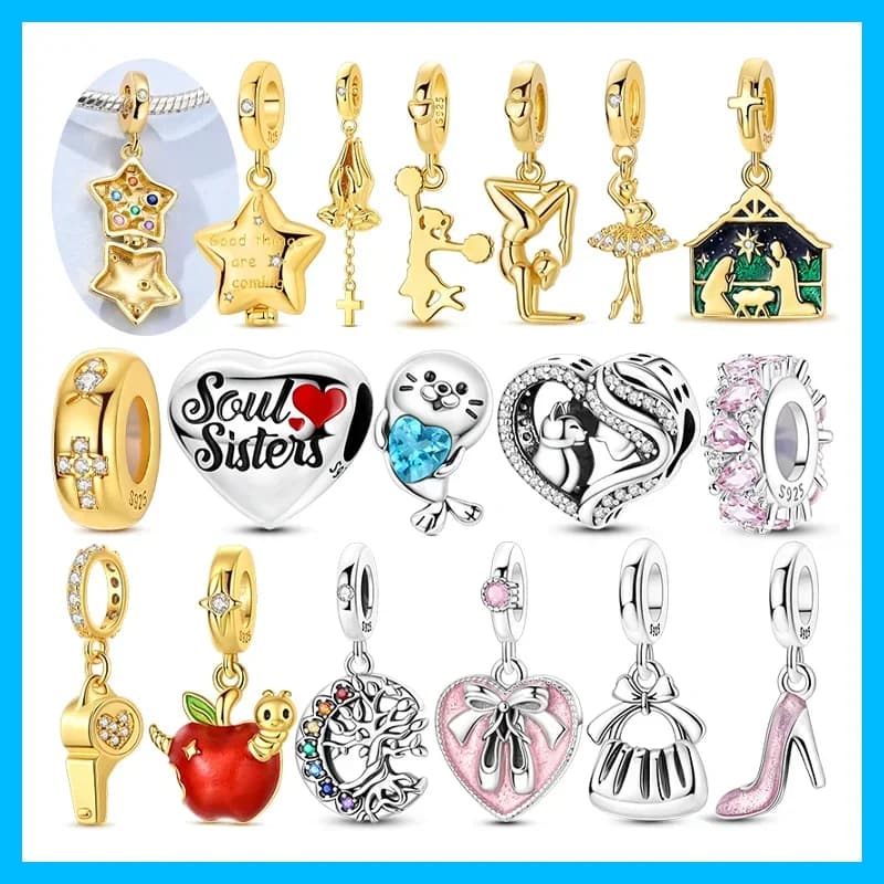 Heart Seal Tree Apple Whistle CZ Original Charms Silver Plated Beads Fit Bracelets Bag Keychain Charms Diy Women Gift Accessory