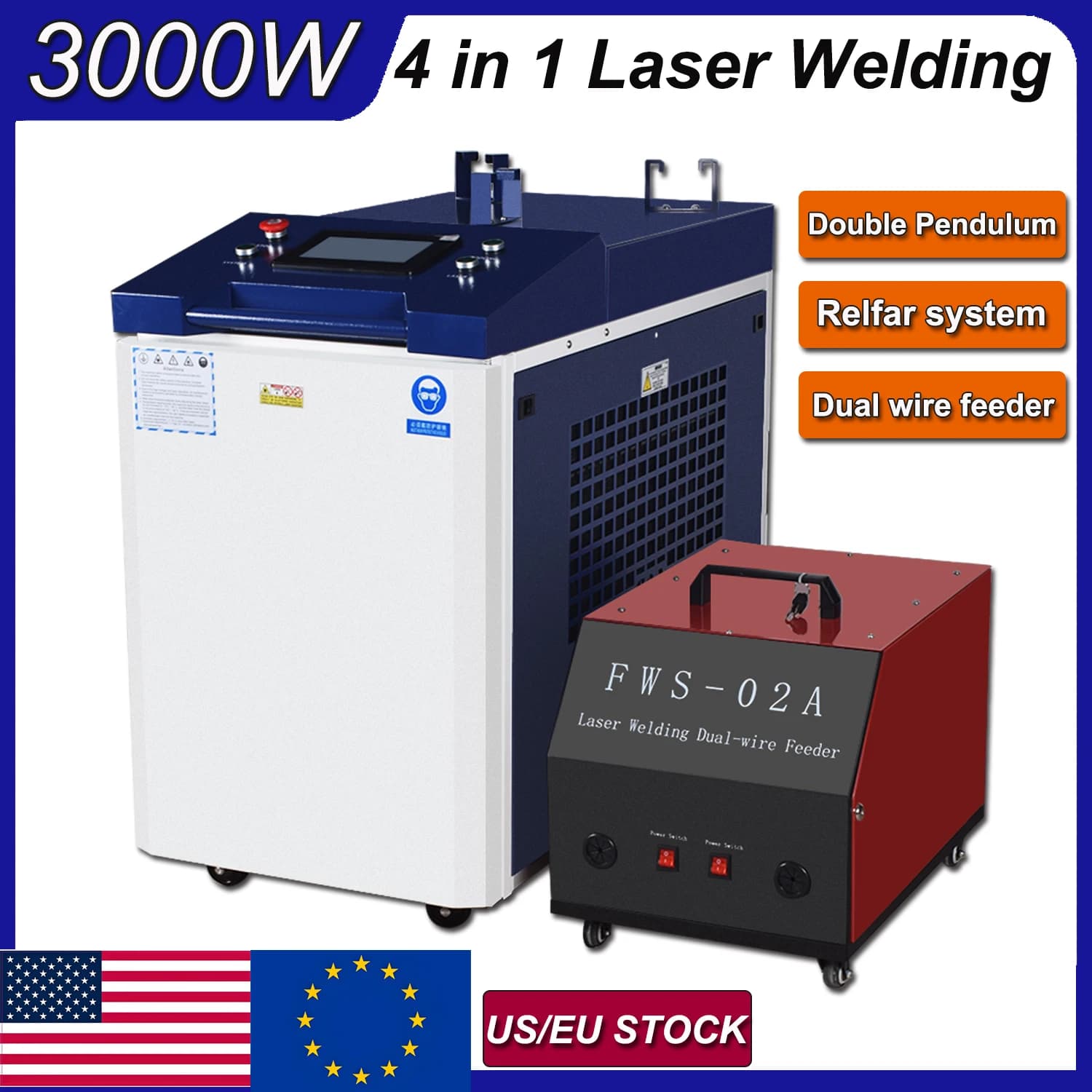Raycus laser welding 4 IN 1 1500W/2000W/3000W 380V Laser welding Fiber cutting machine Cleaning machine Double pendulum model EU Stock
