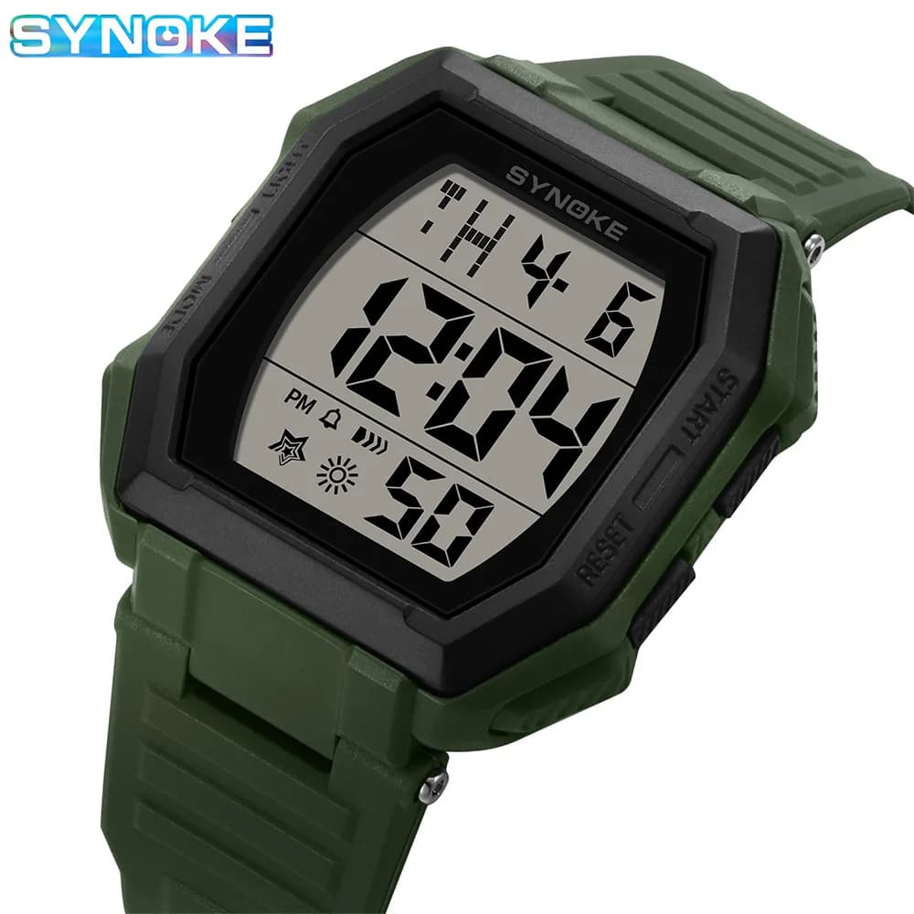 SYNOKE Orologio Sport all'aria aperta Multifunzionale Impermeabile Resistente agli urti Display a grande schermo Luminoso Nuovo orologio digitale per uomo