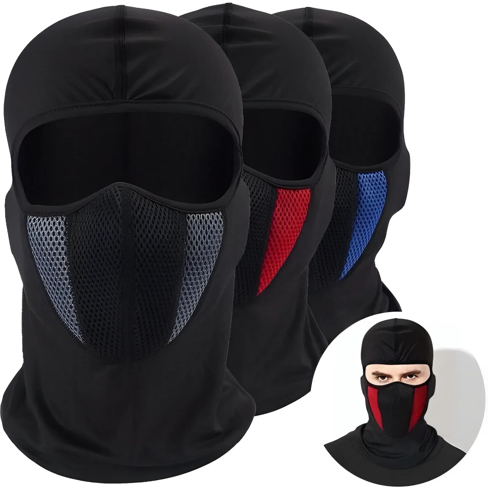 Copricapo da moto per casco integrale traspirante; visiera completamente chiusa; casco da motociclista fuoristrada; collo da motociclista e