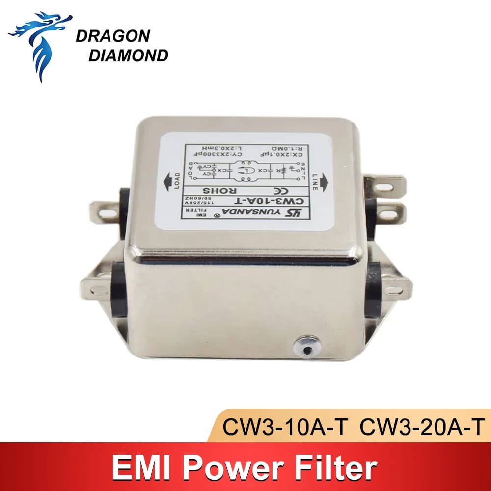 DRAGON DIAMOND Power Filter HONGDA Single Phase Power Filter AC 115V / 250V 10A 20A 50/60HZ Laser Engraver