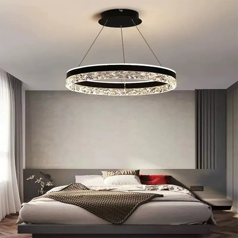 SUNMEIYI Plafoniere moderne Lampade a sospensione dal design minimalista Lampadario ad anello di lusso Lampada a led per camera da letto Soggiorno Decorazioni per la casa