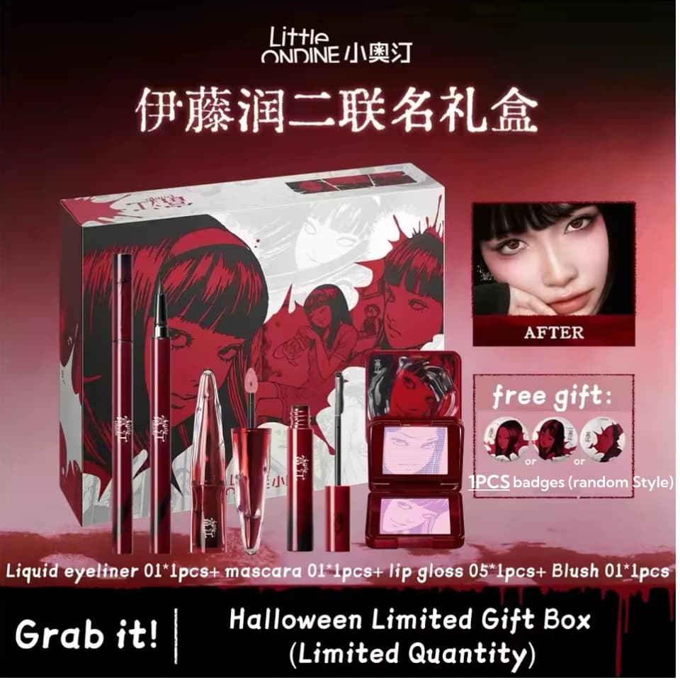 Little Ondine Fujiang makeup set with badge Floating shadow Blush Palette Eyeliner Matita Mascara fard Cosmetic liquid lipstick