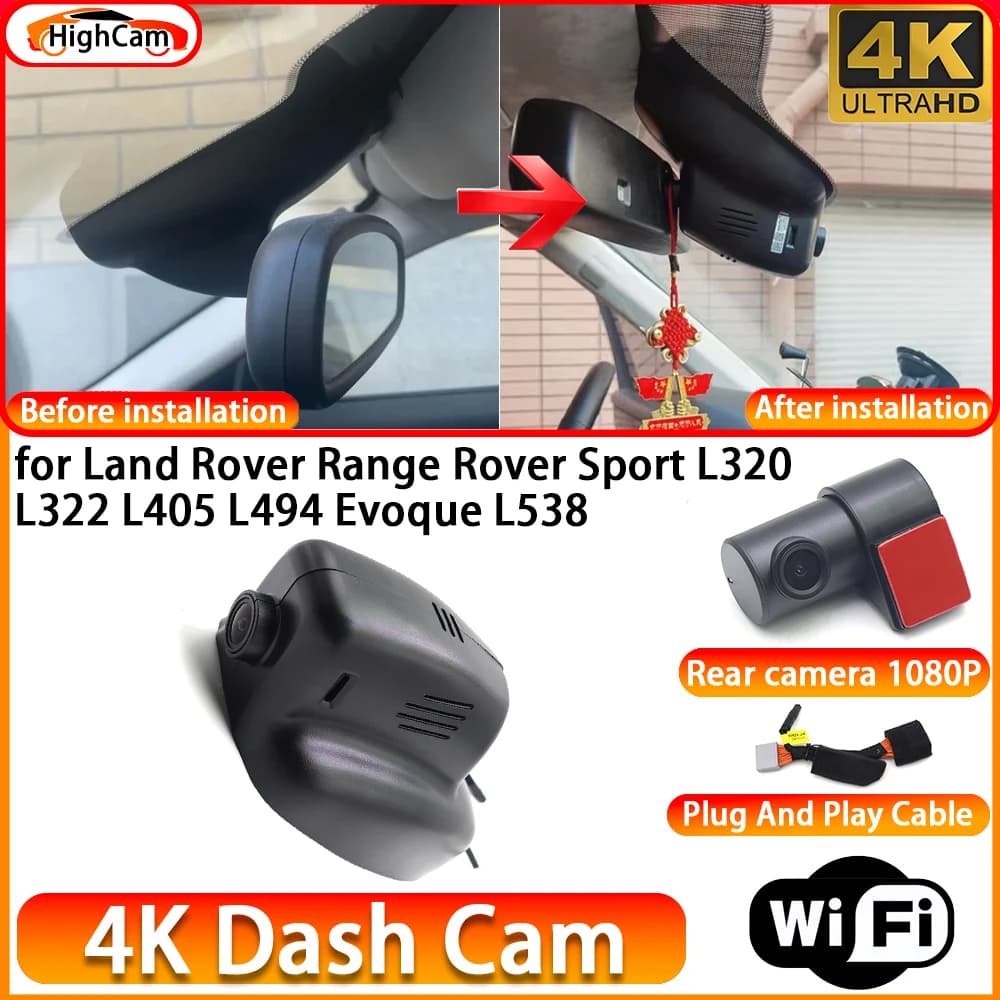 for Land Rover Range Rover Sport L320 L322 L405 L494 Evoque L538 OEM 4K DVR Dash Cam Front Rear Camera WiFi Video Recorder