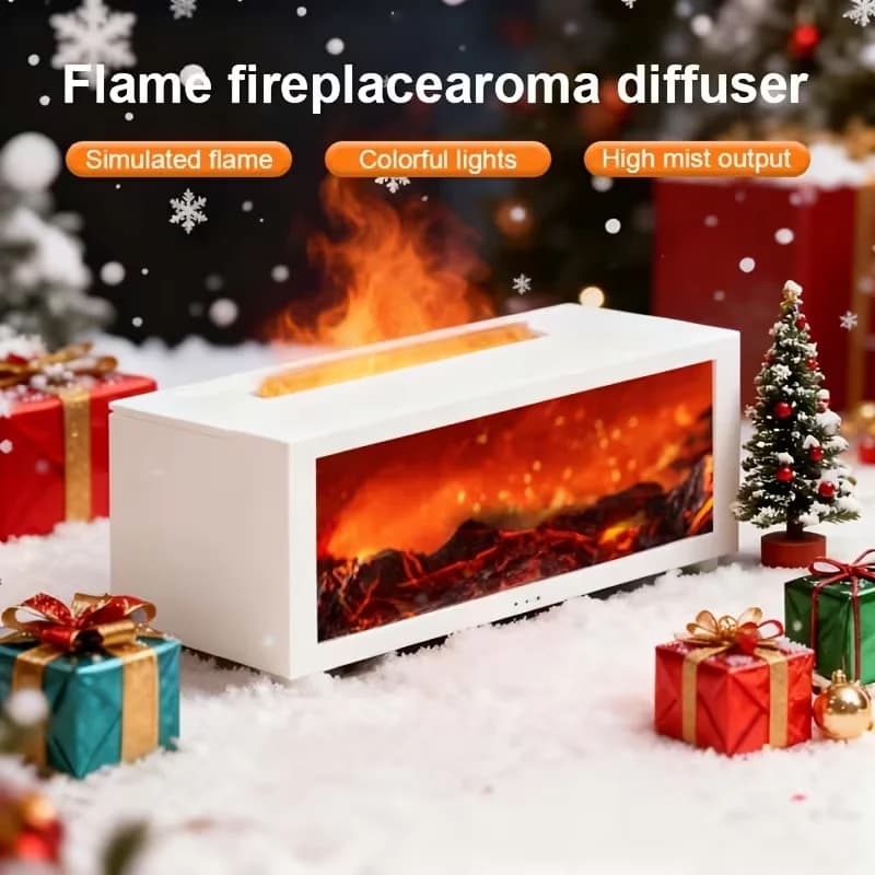 Umidificatore e Diffusore Creativo a Forma di Caminetto | Auto-off senza acqua | Luce LED | Telecomando | Regalo per la casa
