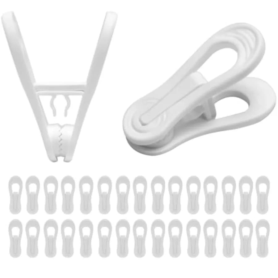 30 Pack Hanger Clips for Pants, Skirts, Baby Clothes, 2.6 Inch Designed for Plastic Hangers Flexible PP Plastic Durable for Dai