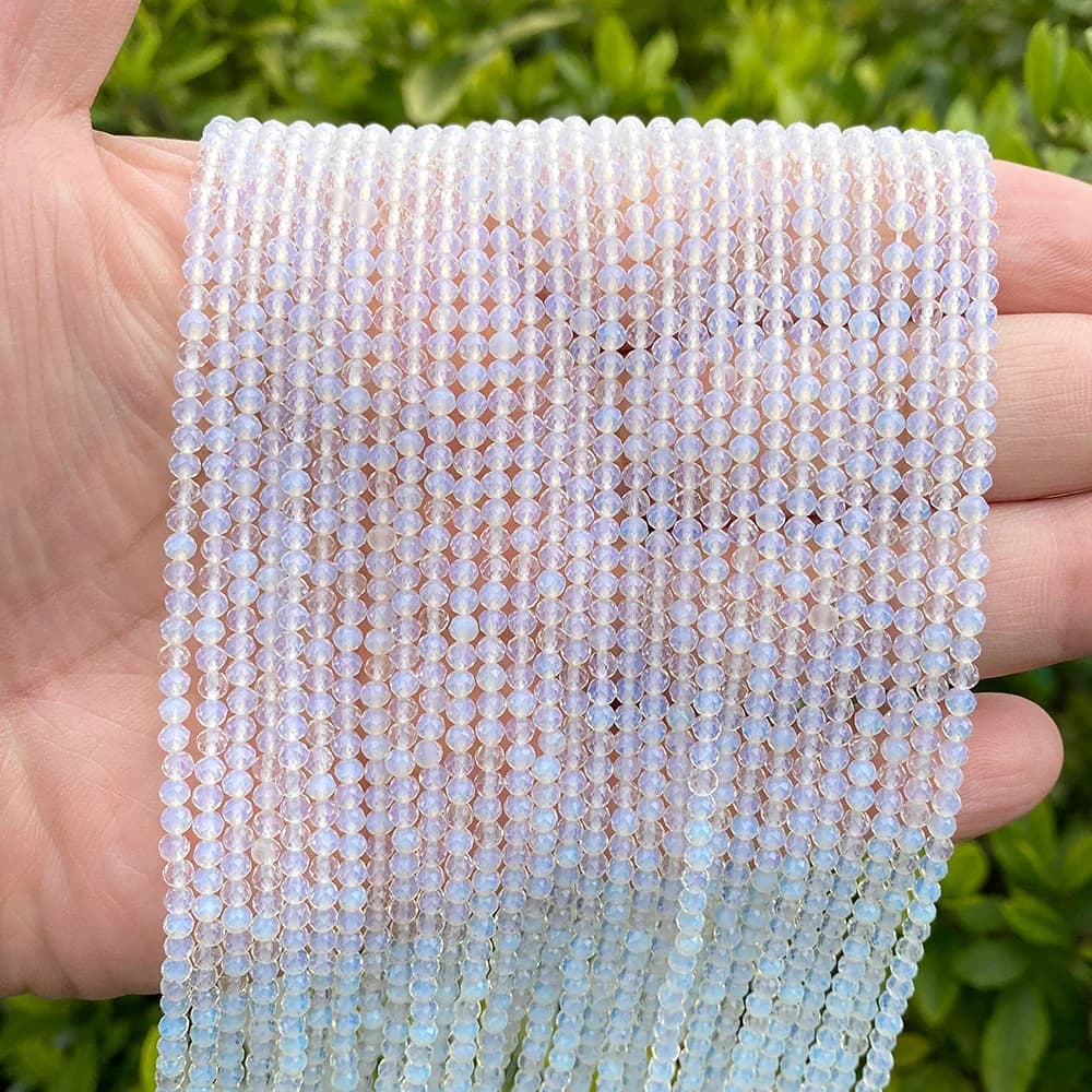 2/3/4 MILLIMETRI Opale Sfaccettato Perline Bianco Naturale Allentato Del Distanziatore Minerali Perline Per La Produzione di Gioielli Collana Bracciale Anelli Accessori FAI DA TE