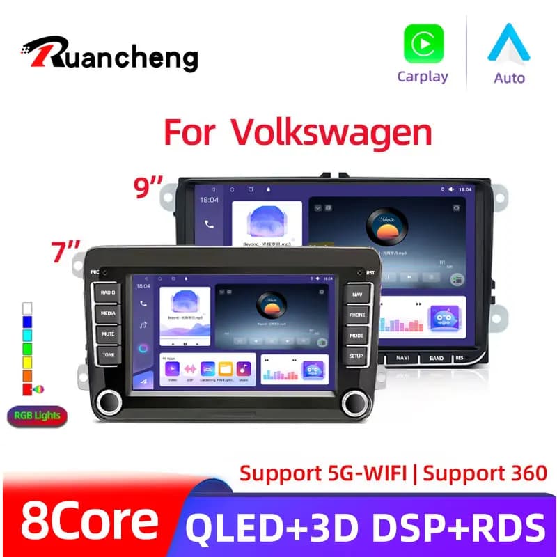 7 "9" VW Android 14 Per VW Volkswagen Golf Polo Skoda Rapid Octavia Radio Tiguan Passat b7 Jetta 2 Din Auto Carplay GPS Radio128G