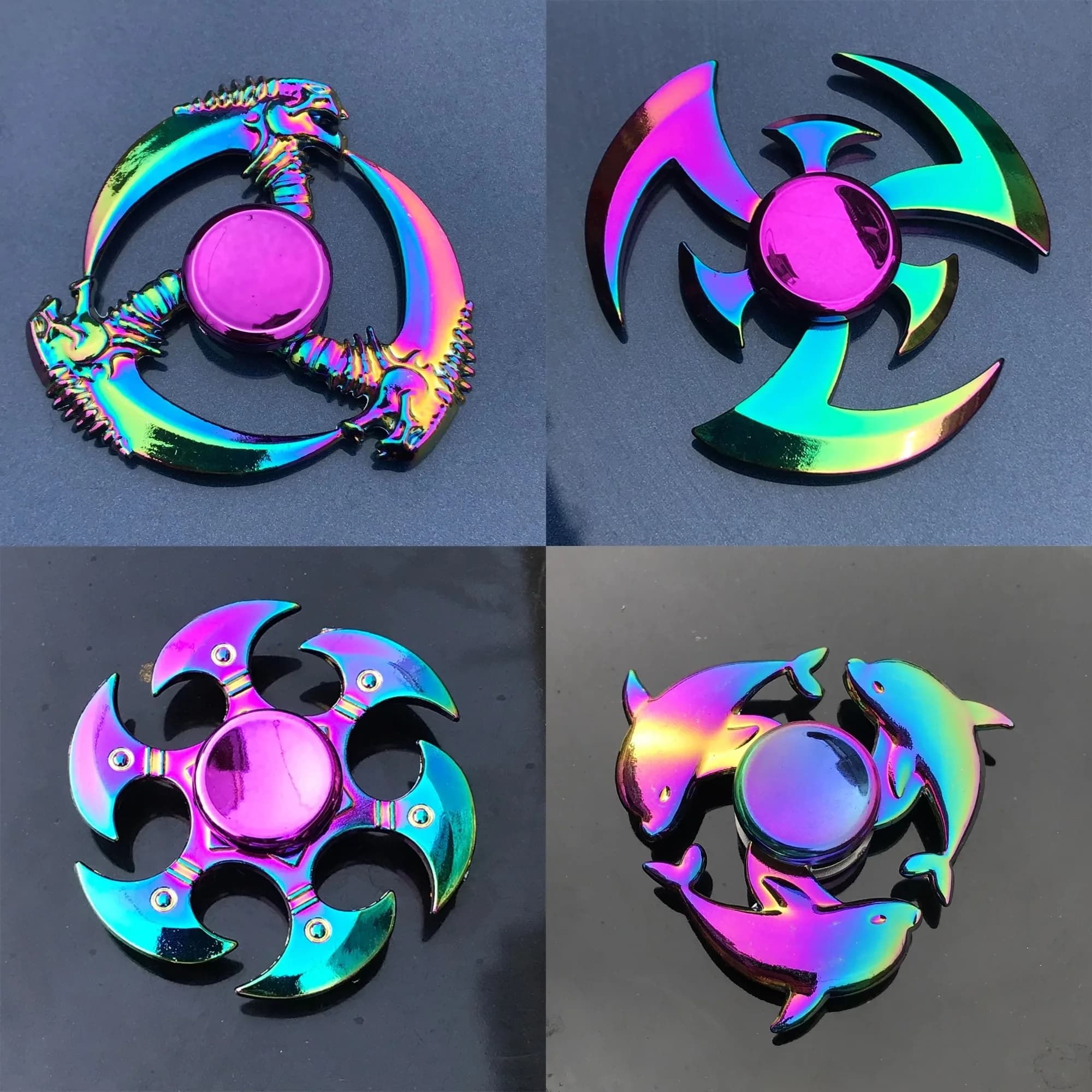 Nuovo arcobaleno in metallo mano Spinner Focus Toy Ninja Fidget Spinner R188 cuscinetto placca giocattoli antistress per adulti all'ingrosso