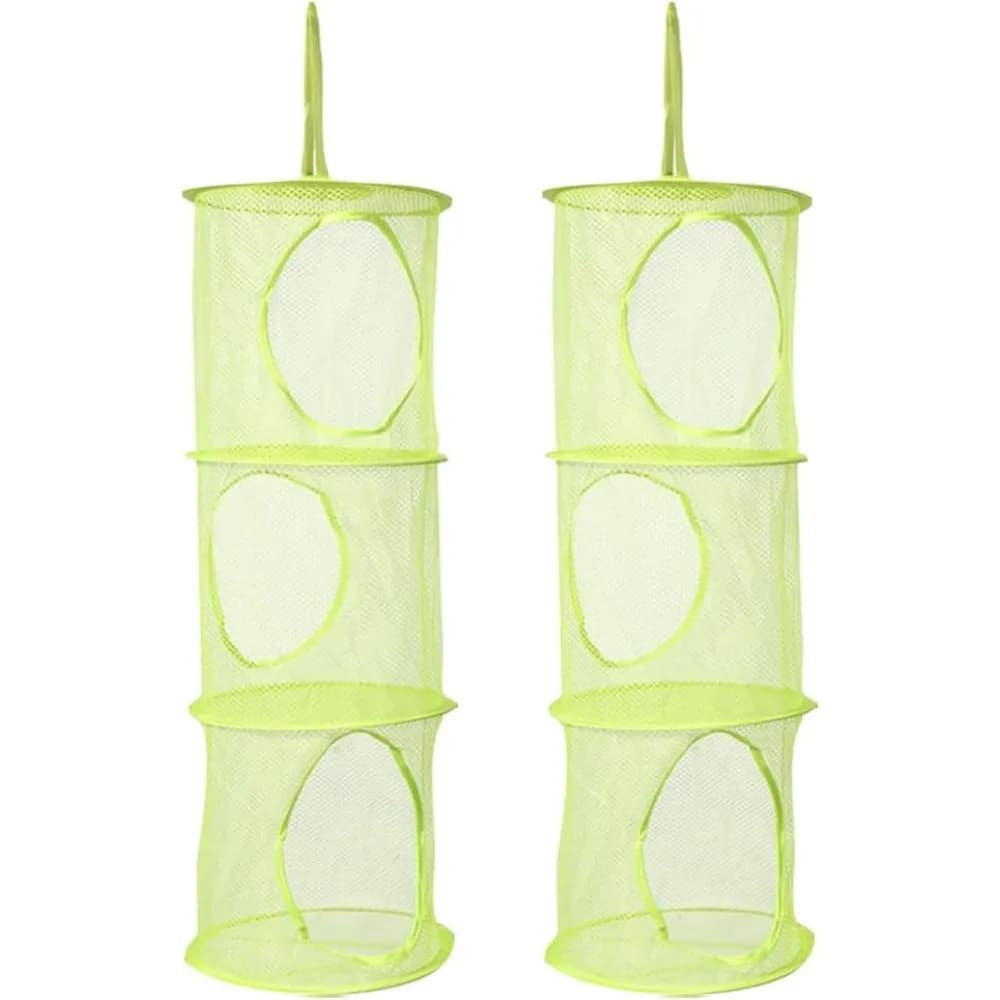 2 pezzi di stoccaggio dei giocattoli appeso a rete 3 scomparti organizer rete di peluche amaca pieghevole cestini organizzativi appendiabiti org