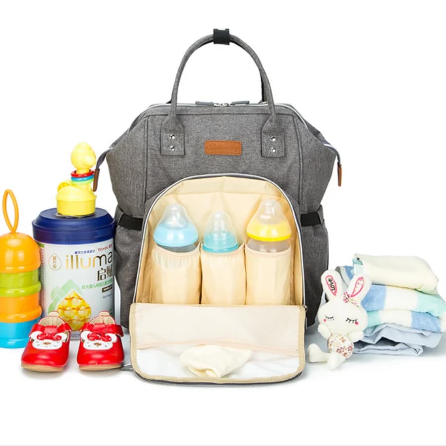 Zaino per pannolini con tasche impermeabili e fibbia per passeggino, borsa tote convertibile