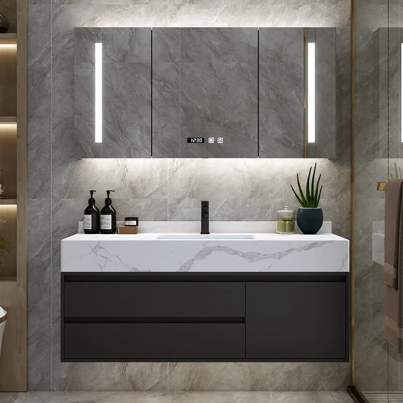 Armadi da bagno combinati Rock Plate Wash Up Armadi da bagno con specchio antiappannamento integrato Mobili portaoggetti moderni Kast JTB