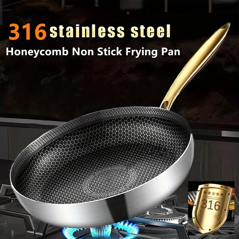 Stainless Steel Pan 316 Wok Honeycomb Anti-Fabric Honeycomb Pot domestic steak pan Gas stove Induction cookware