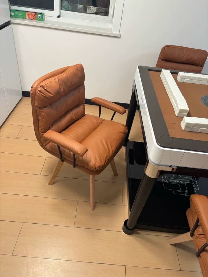 Ergonomic Swivel Office Chair Wooden Computer Gaming Chair Double Backrest Home Desk Chair for Long Hours