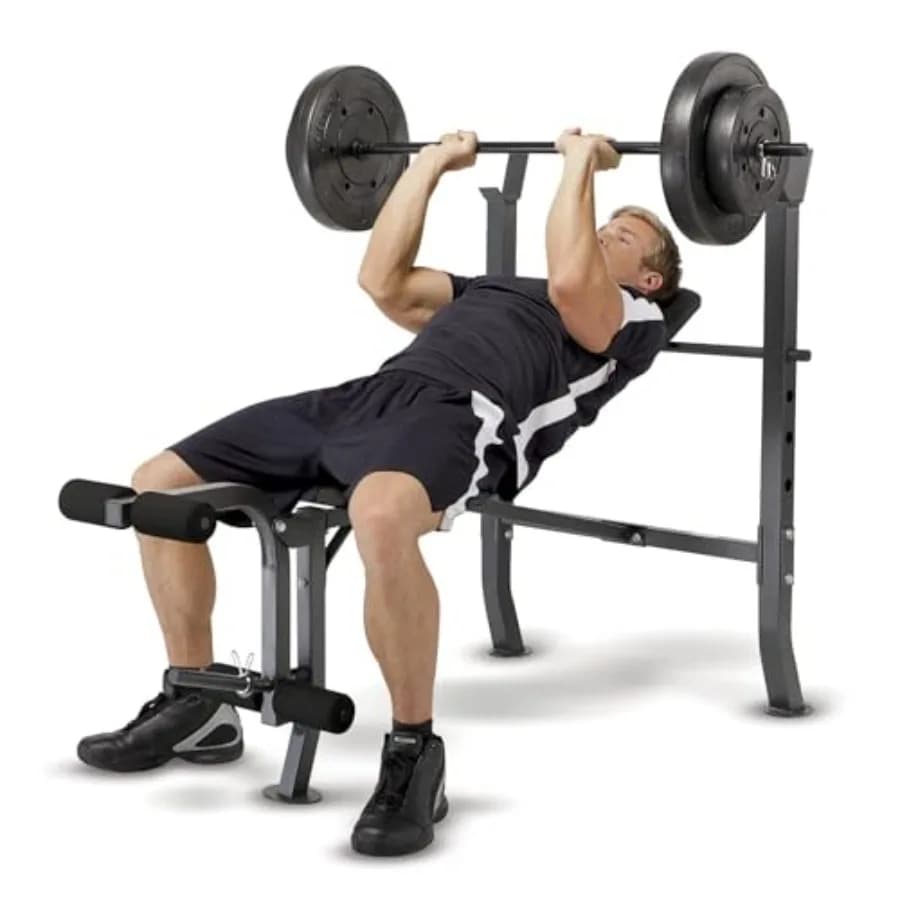 Weight Exercise Bench for Home Gym with Handlebars covered in 80-100 pounds vinyl for strength training, black color