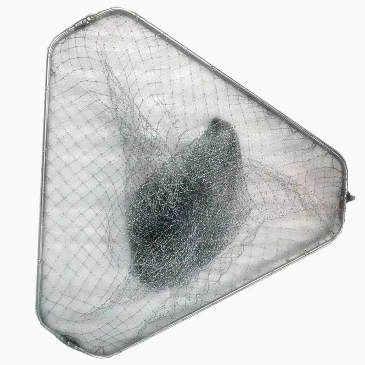 POUI COME DREAM Solid Triangle Folding Stainless Steel Landing Net of Head Turck Net for Fish Bait,Leave,Trash Diamter 40cm-60cm