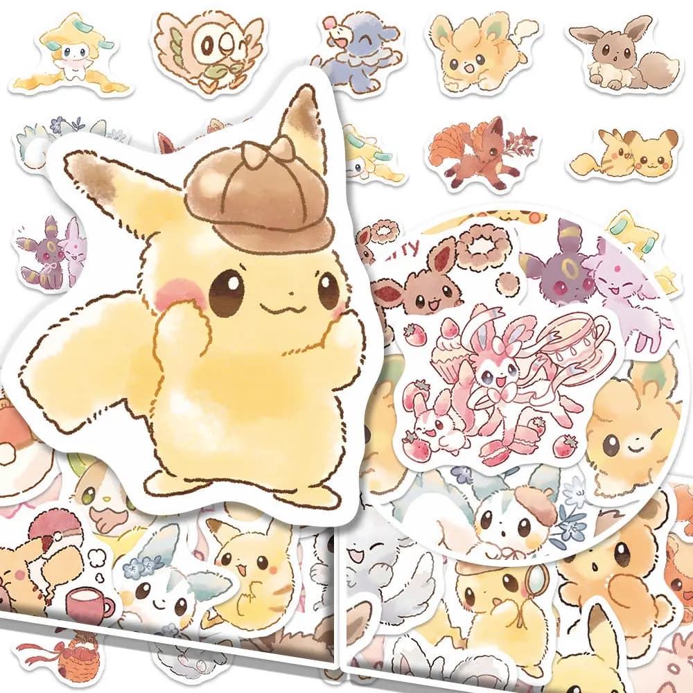 80pcs Pokemon Anime Stickers Pikachu Laptop Skateboard Scrapbook Suitcase Bike Kawaii Sticker Guitar Phone Cartoon Kid Gift Toys