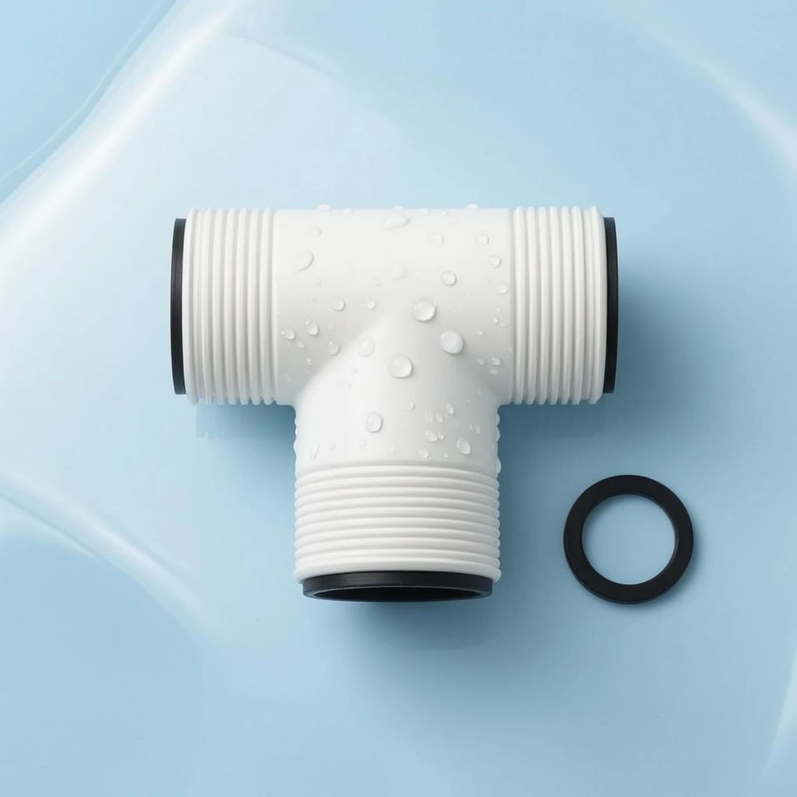 Connettore a T per Tubo Piscina, Divisore a Tre Vie Filettato, Connettore a T a 3 Vie per Circolazione Acqua, Bianco