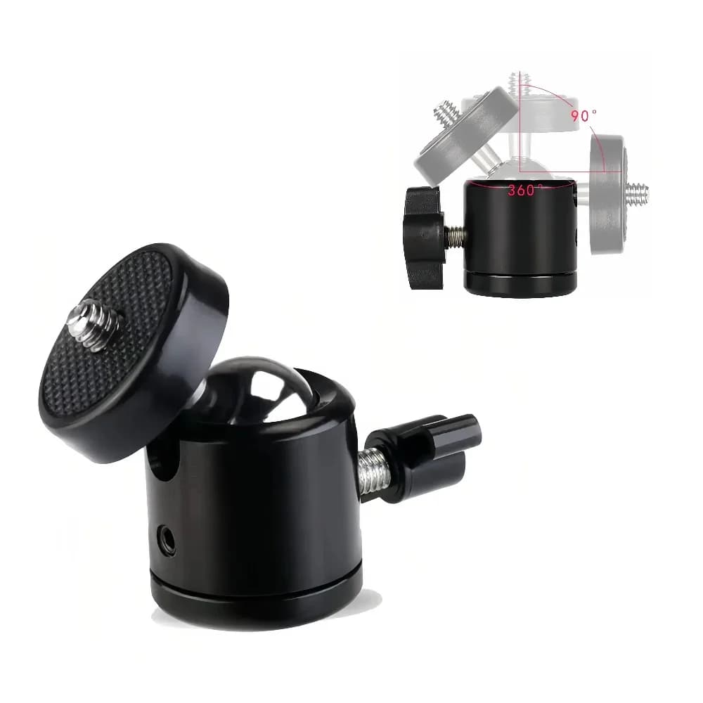 Terebento 1/4 Foro per vite Supporto per treppiede Adattatore per testa della fotocamera Testa a sfera con serratura Supporto per staffa flash a luce LED per fotocamere DSLR DV