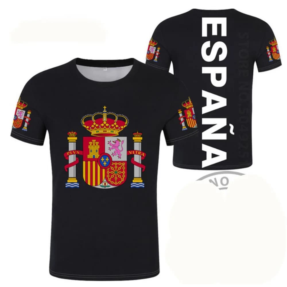 Maglia da calcio Spagna 3D Orgoglioso dell'emblema spagnolo T-shirt grafica per uomo Abbigliamento Espana Soccer Club T-shirt Uomo Palestra Sport Top