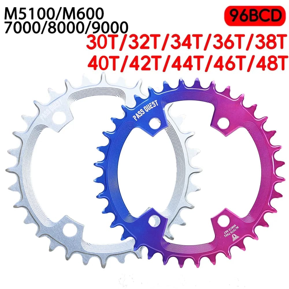 PASS QUEST 96bcd Corona asimmetrica 30 36 38T 48T MTB BCD 96 BDC Corona asimmetrica stretta e larga per M7000 M8000 M9000 M5100