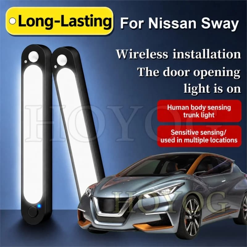 For Nissan Sway 2015-2015 Car Trunk Light LED Lamp Motion Sensor USB Rechargeable Boot Cargo Light Sedan Interior Cabin