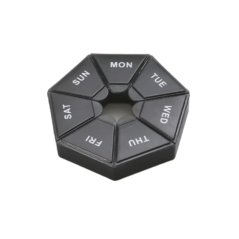 Mini small portable travel pill holder for vitamins bottle organizer storage tablets 7-day medicine fish oils