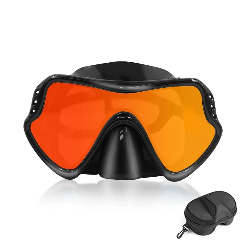 Snorkeling mask with upper mirror lenses Adult diving glasses Silicone underwater glasses with zip box