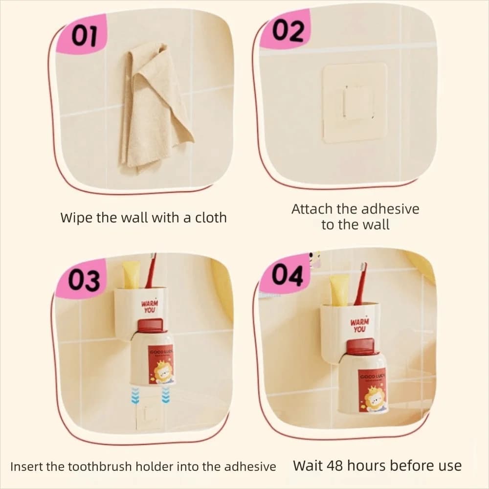 Portaspazzolino Magnetico Impermeabile Salvaspazio, Set Portaspazzolino Adesivo Senza Foratura, Organizzatore Bagno per Uso Domestico