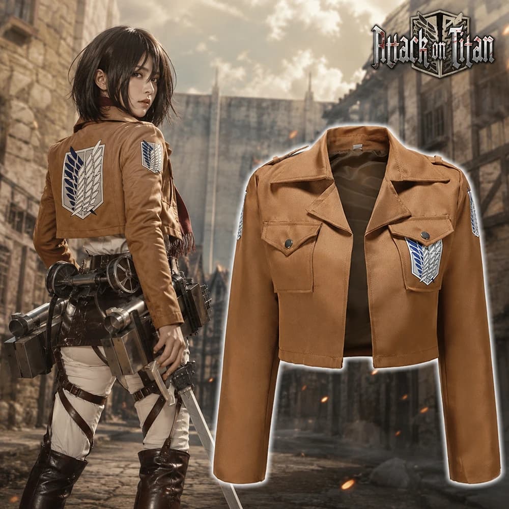 Anime Attack on Titan Cosplay Costume Survey Corps Wings of Freedom Jacket Mikasa Ackerman Short Coat Men Women Halloween Outfit