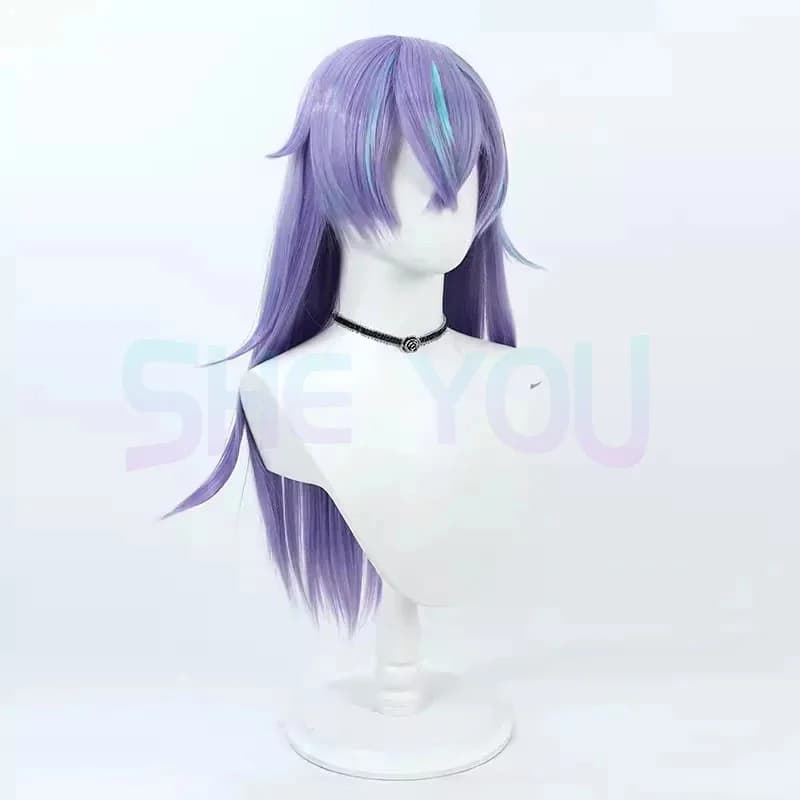 Hoshirube Sho Cosplay Viola Blu Misto 70 cm Lunghi Capelli sintetici resistenti al calore Gioco di ruolo per feste di Halloween + Protezione per parrucca gratuita