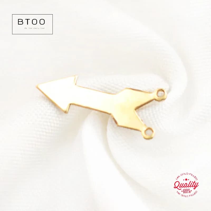 14K Gold Filled Arrow Charm for DIY Jewelry Making With Double Hole - Hypoallergenic Connector for Bracelets And Necklaces