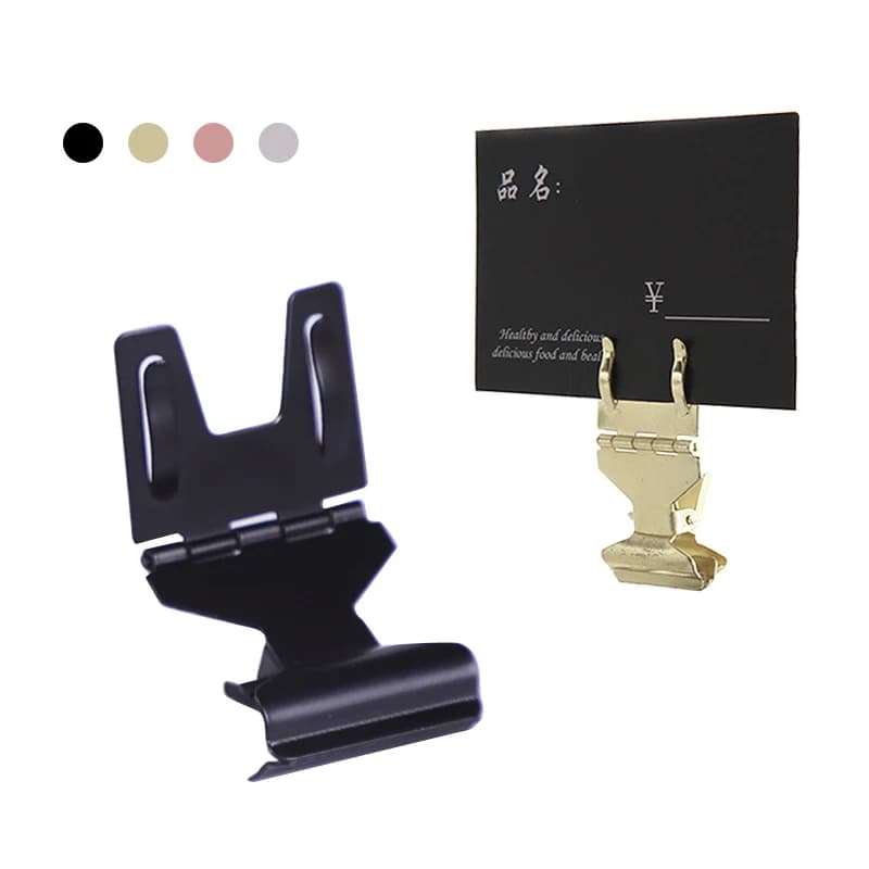 1 pz 5.1x2.8cm ferro ad alta precisione torta Clip in metallo mensola bordo segno titolare etichetta alimentare Display Stand Up cartellino del prezzo morsetto su