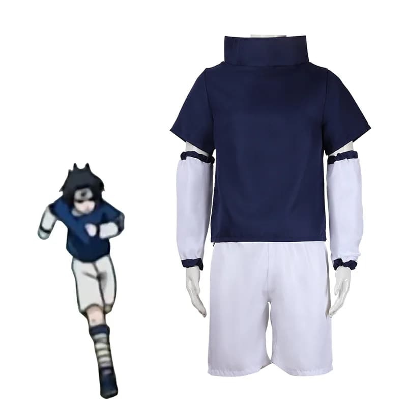 Anime Uchiha Sasuke Costume Cosplay per bambini Bambini Top Pantaloni Abiti Costume di carnevale di Halloween per adulti