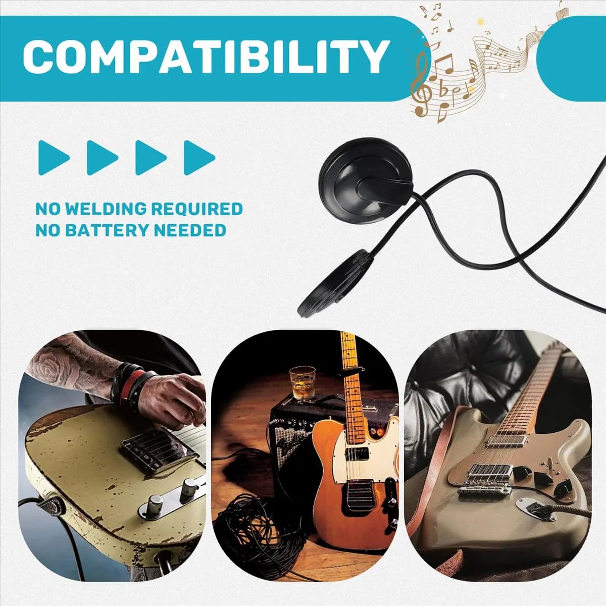 Attractive- Guitar Pickups Acoustic Electric Piezo Transducer Microphone Contact for Guitar Violin Ukulele Mandolin Banjo Cello