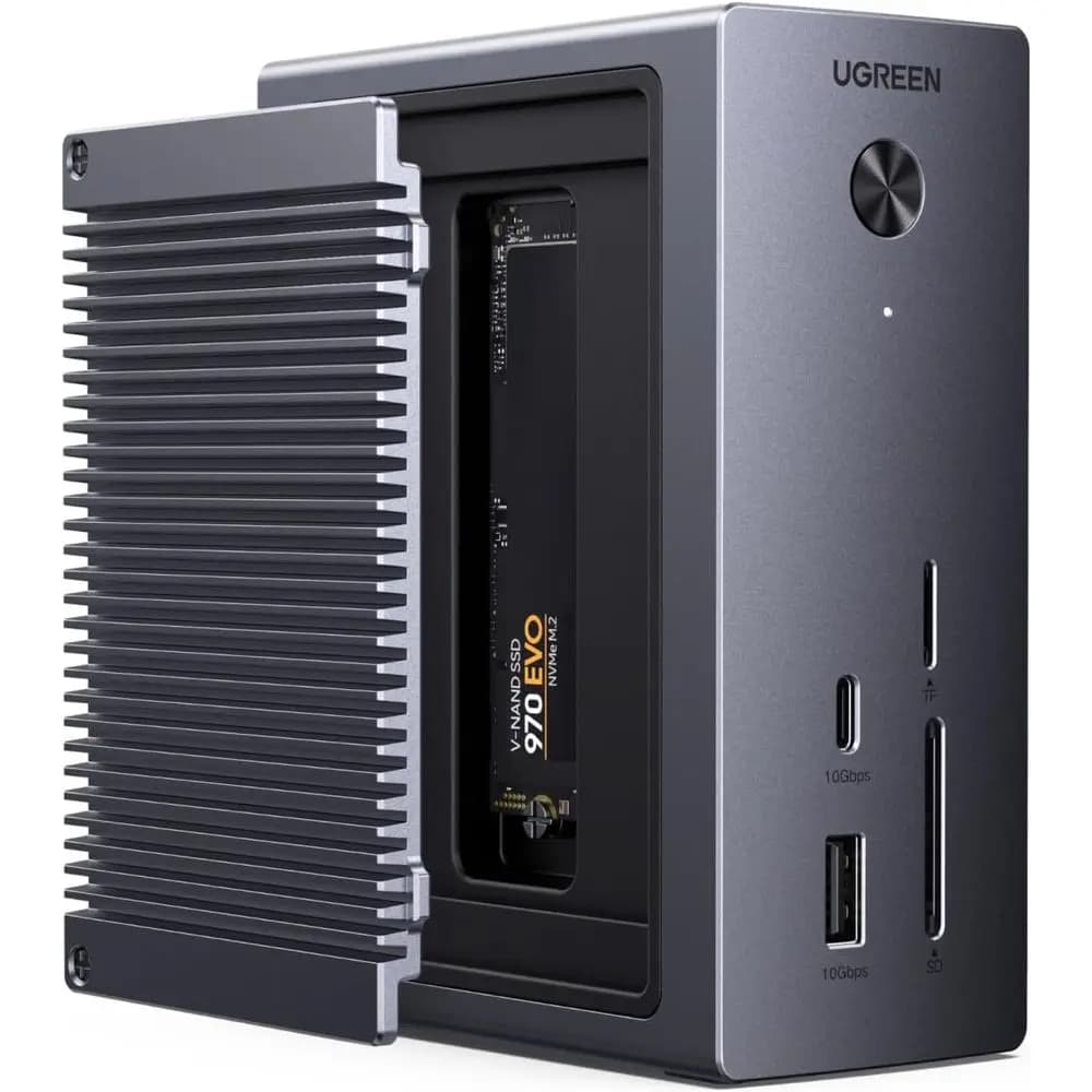 10-in-1 USB-C Hub: 4K HDMI, NVMe SSD Enclosure, 10Gbps Ports, 100W PD, Gigabit Ethernet, SD/TF Card Reader for Windows Laptops