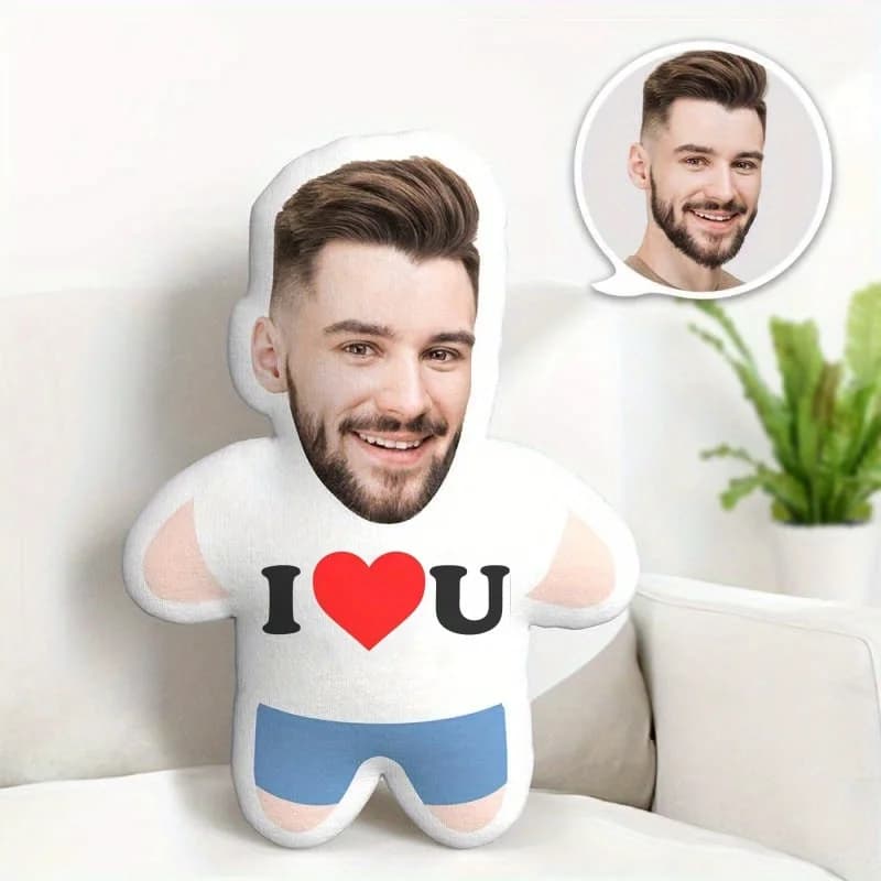 【Personalizzazione】 Cuscino Classico 'I Love You' Personalizzato, Mini Cuscino Colorato con Foto di Personaggi, Regalo per Uomo