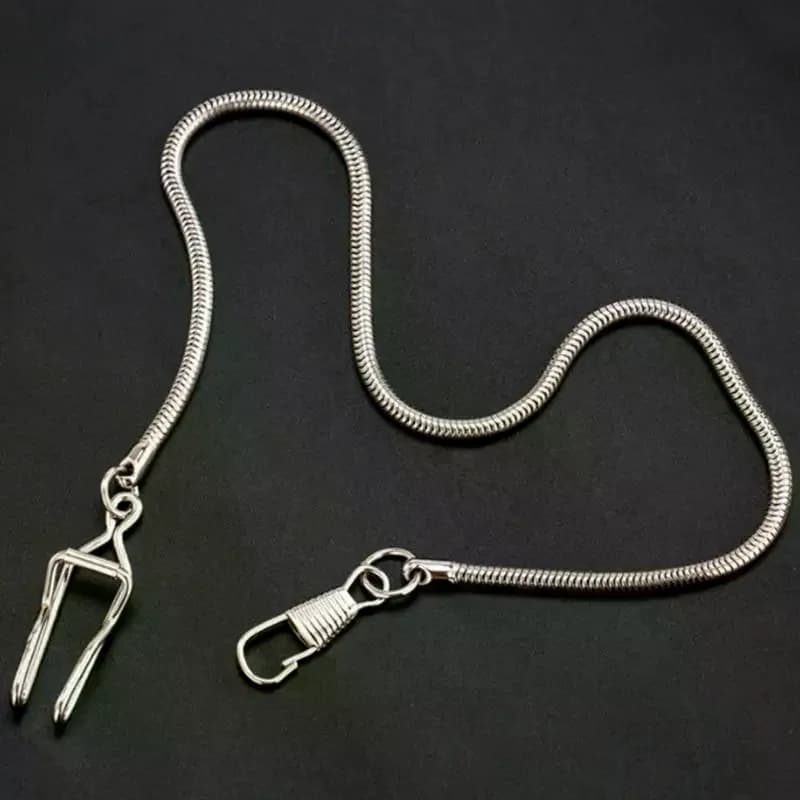 Fashionable Iron Mechanical Pocket Watch Chain, 37 cm, Carabiner Chain for Men or Women, Jewel Accessories, Pocket Watch Chain